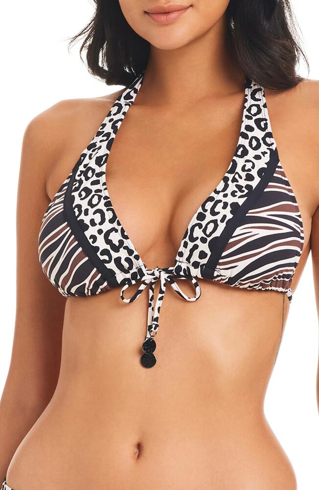 Rod Beattie Animal Instinct Print Triangle Bikini Top in Pecan Cover