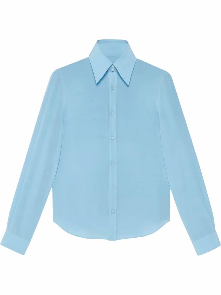 Gucci pointed-collar silk shirt - Blue Cover