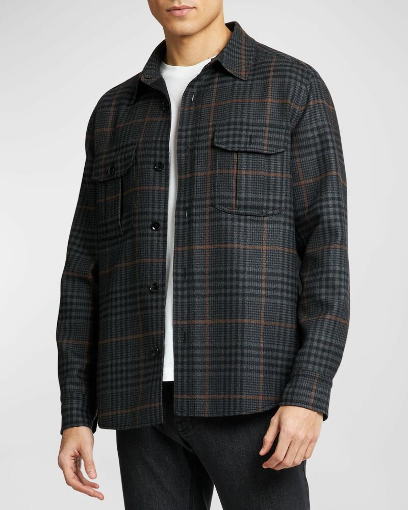 Brioni Men's Wool Plaid Overshirt Cover