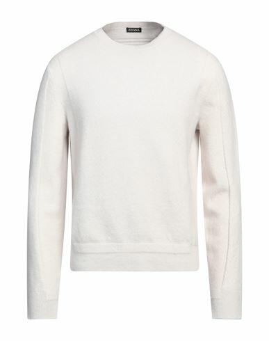 Zegna Man Sweater Off white Wool, Cashmere Cover