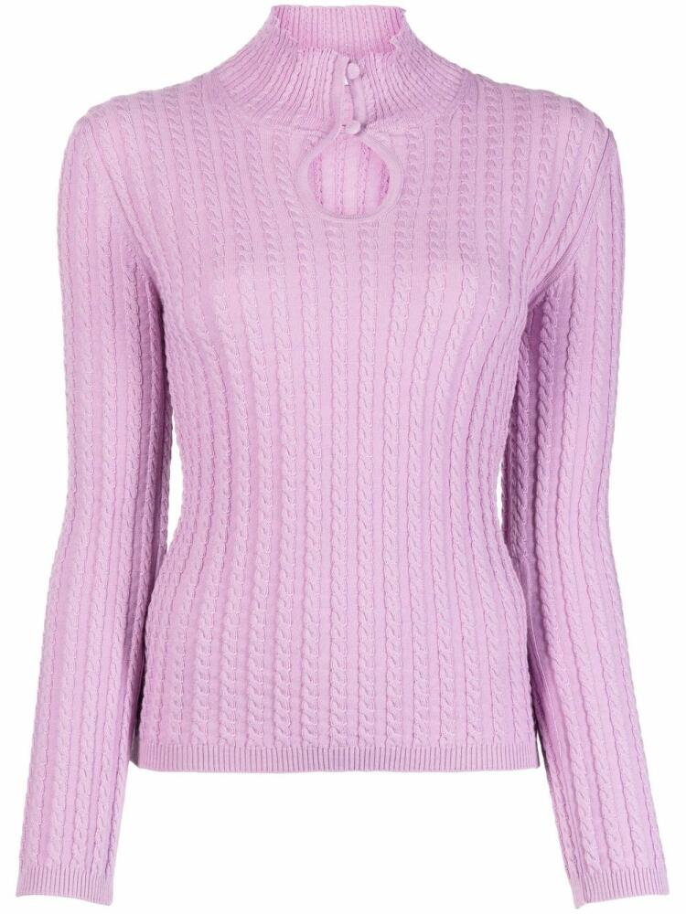 Vivetta ribbed-knit cut-out top - Purple Cover