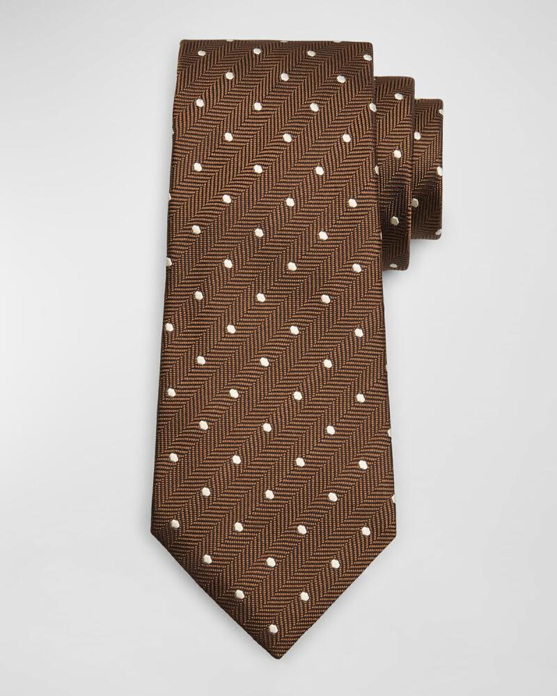 TOM FORD Men's Polka Dot Herringbone Silk Tie Cover