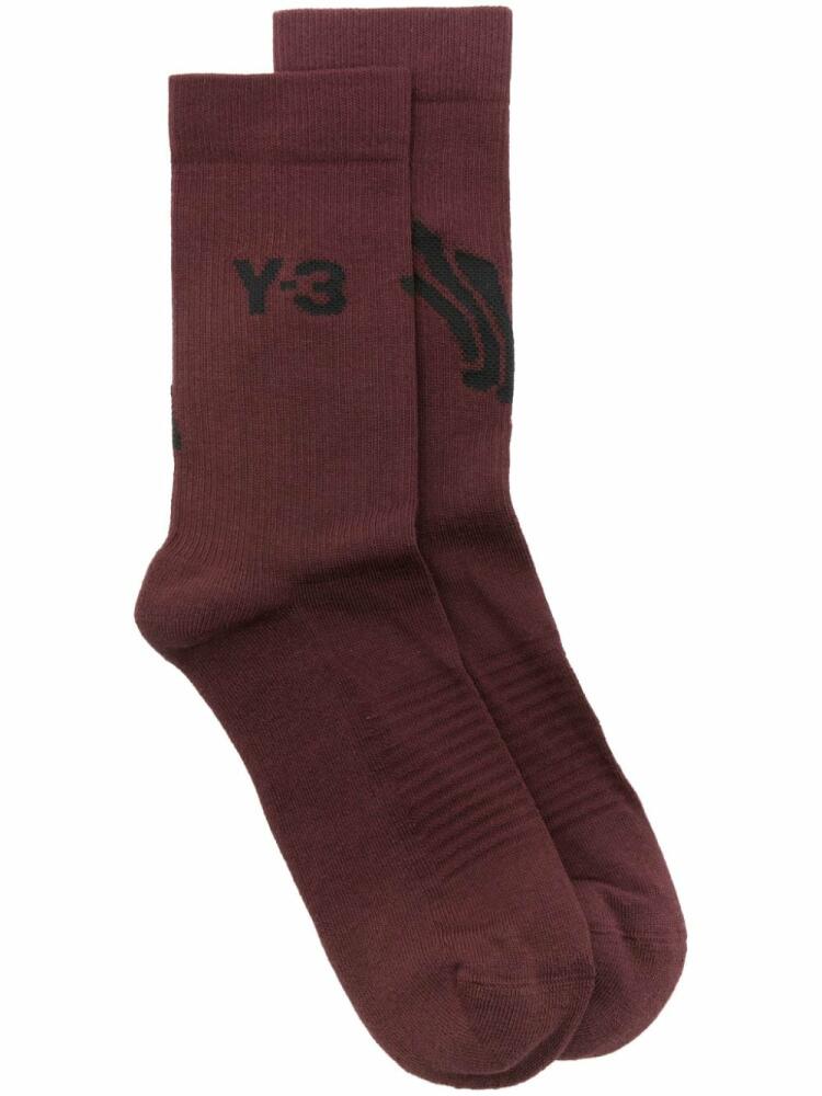 Y-3 x Adidas logo intarsia-knit socks - Red Cover