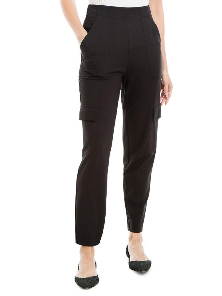 Max Studio Women's Cropped High Waist Cargo Pants - Black Cover