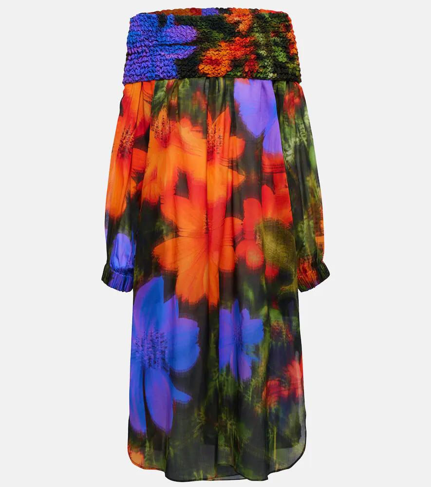 Dries Van Noten Smocked cotton midi dress Cover