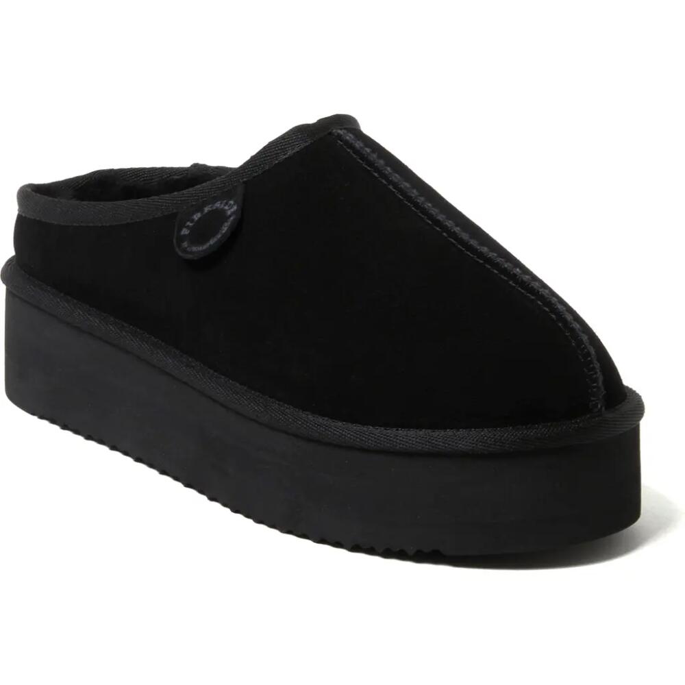 DEARFOAMS Fireside Queenstown Genuine Shearling Platform Clog Slipper in Black Cover