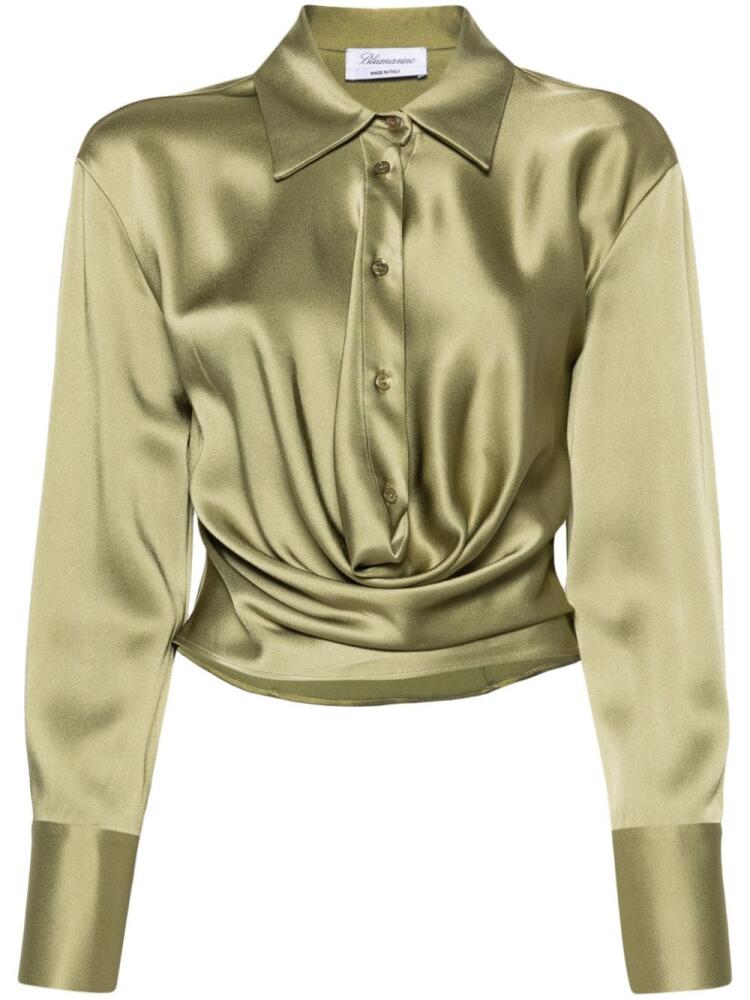 Blumarine straight-collar draped satin blouse - Green Cover