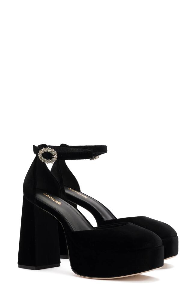 Larroudé Ari Ankle Strap Platform Pump in Black Cover