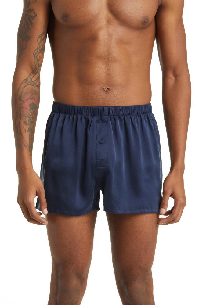 Lunya Washable Silk Boxer Shorts in Deep Blue Cover