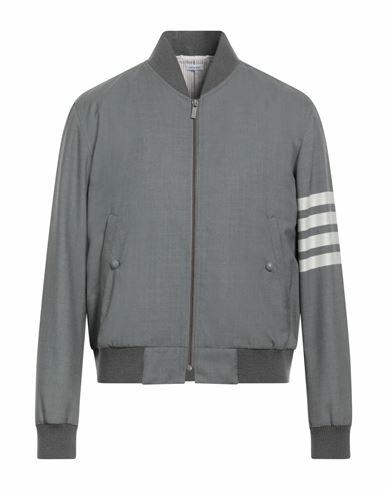 Thom Browne Man Jacket Grey Wool Cover