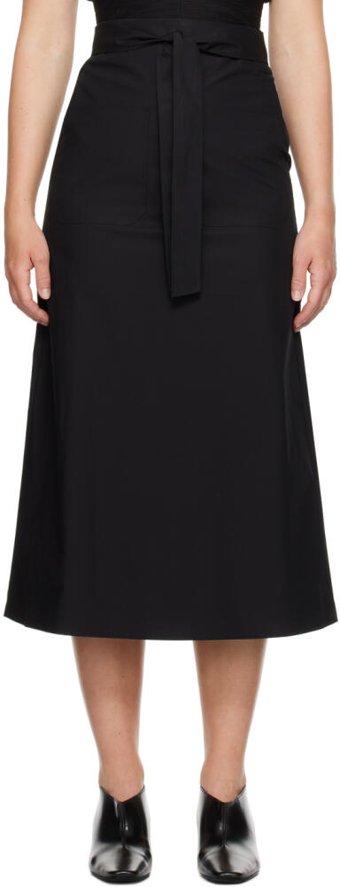 TOTEME Black Tie-Waist Midi Skirt Cover