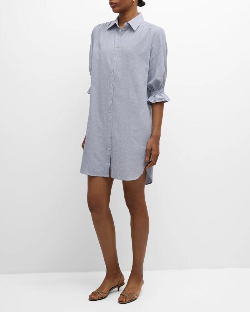 Finley Miller Elbow-Sleeve Cotton-Hemp Shirtdress Cover