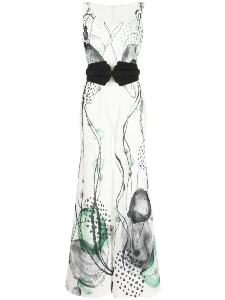 Saiid Kobeisy abstract-print crepe wide-leg jumpsuit - White Cover