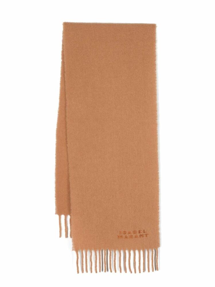 ISABEL MARANT Firny embroidered-logo scarf - Brown Cover