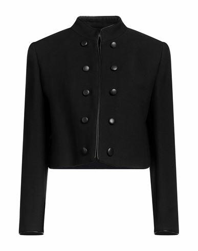 The Kooples Woman Blazer Black Cotton, Viscose, Wool, Sheepskin Cover