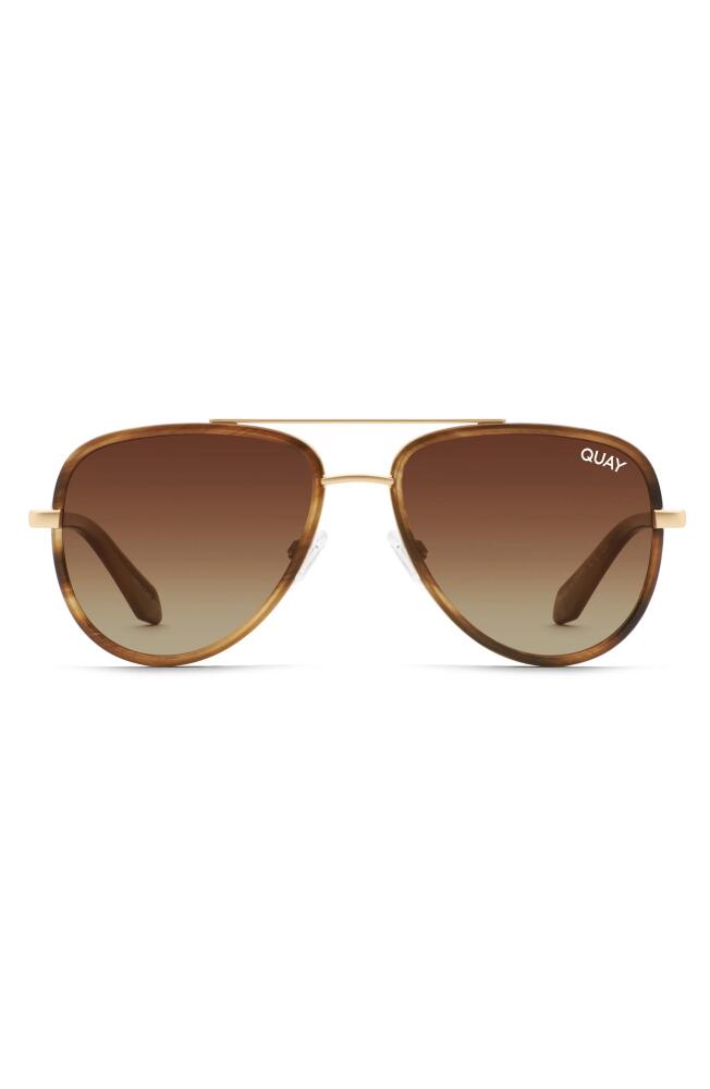 Quay Australia All In 49mm Mini Aviator Polarized Gradient Sunglasses in Tort Gold/Brown Polarized Cover