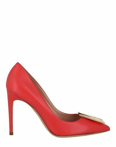 Moschino Gold-tone Logo Pump Woman Pumps Orange Calfskin Cover