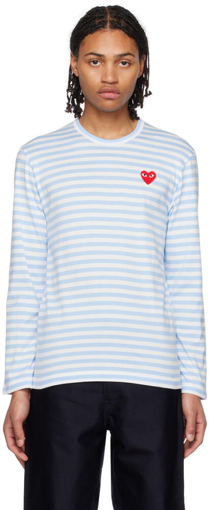 COMME des GARÇONS PLAY Blue & White Heart Long Sleeve T-Shirt Cover