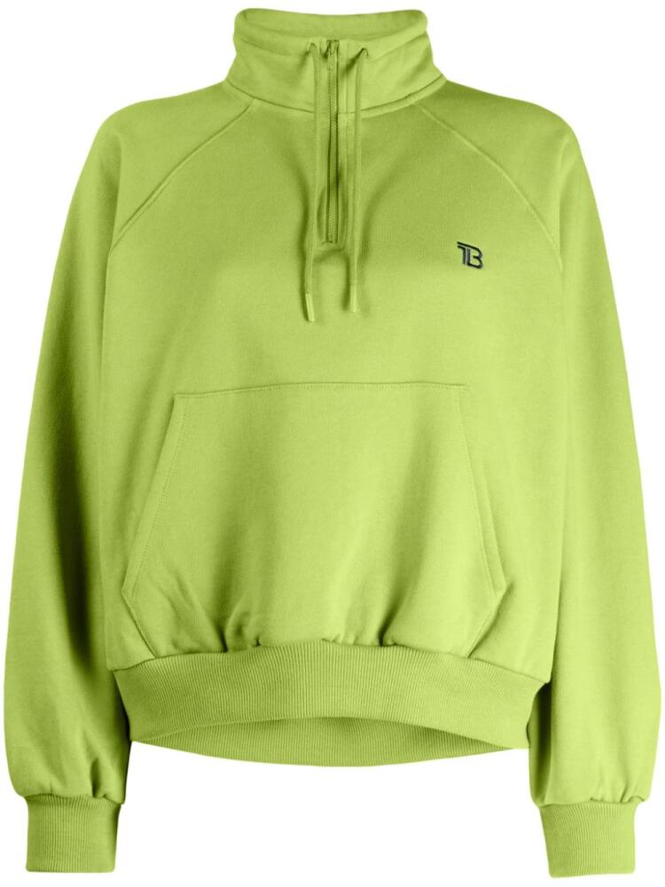 STUDIO TOMBOY logo-embroidered half-zip sweatshirt - Green Cover