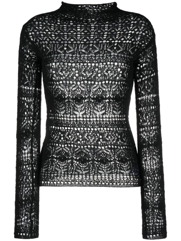 Ferragamo guipure lace long-sleeve top - Black Cover