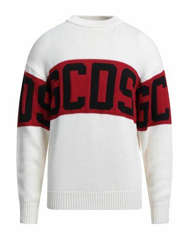 Gcds Man Sweater White Wool, Acrylic Cover