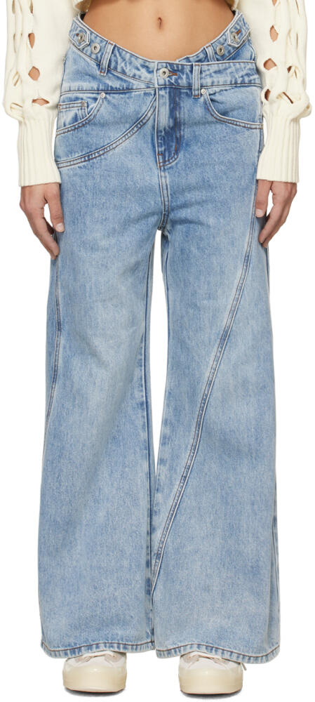 Feng Chen Wang Blue Cross Waistband Jeans Cover