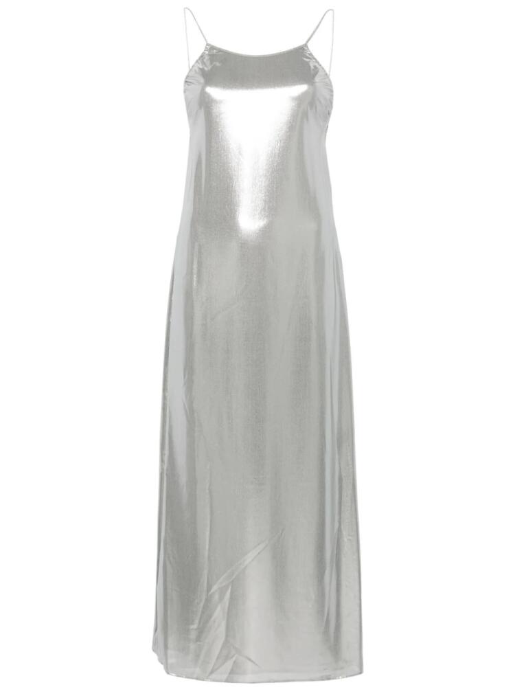 Calvin Klein round-neck laminated maxi dress - Silver Cover