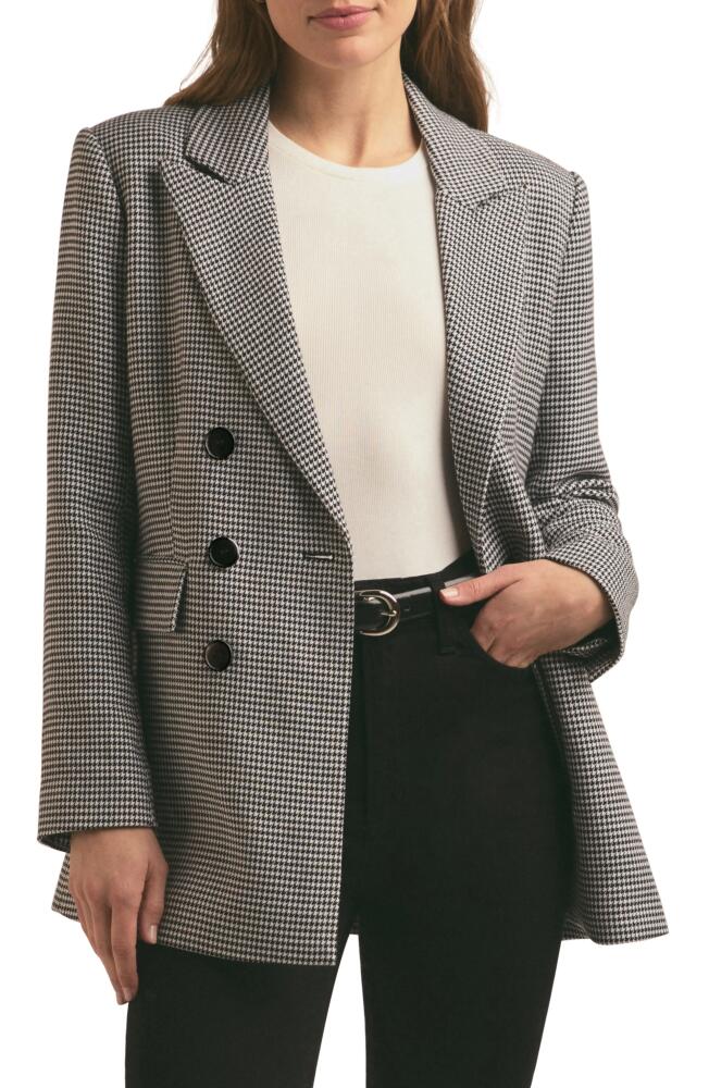 Favorite Daughter The Phoebe Houndstooth Double Breasted Blazer in Micro Black-White Houndstooth Cover