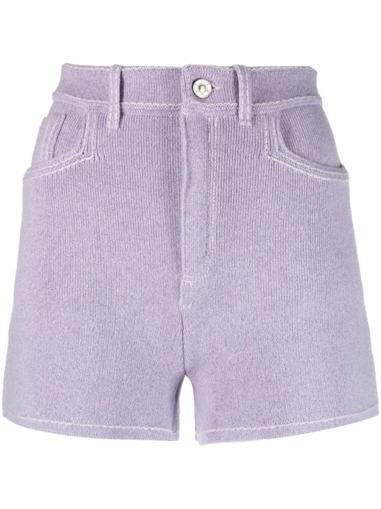 Barrie high-waisted cashmere-blend shorts - Purple Cover