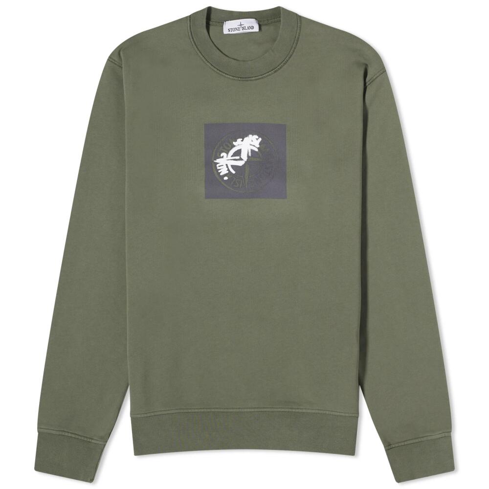 Stone Island Men's Institutional One Badge Print Crew Sweat in Musk Cover