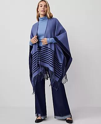 Ann Taylor Weekend Striped Tassel Wrap Cover