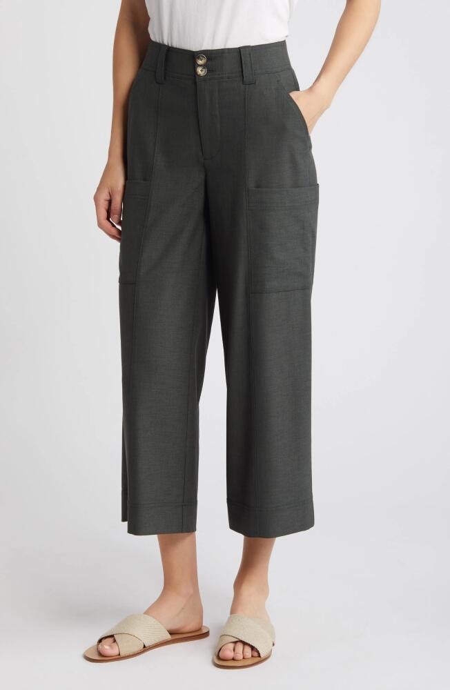 Wit & Wisdom 'Ab'Solution Skyrise Crop Wide Leg Pants in Midnight Olive Cover