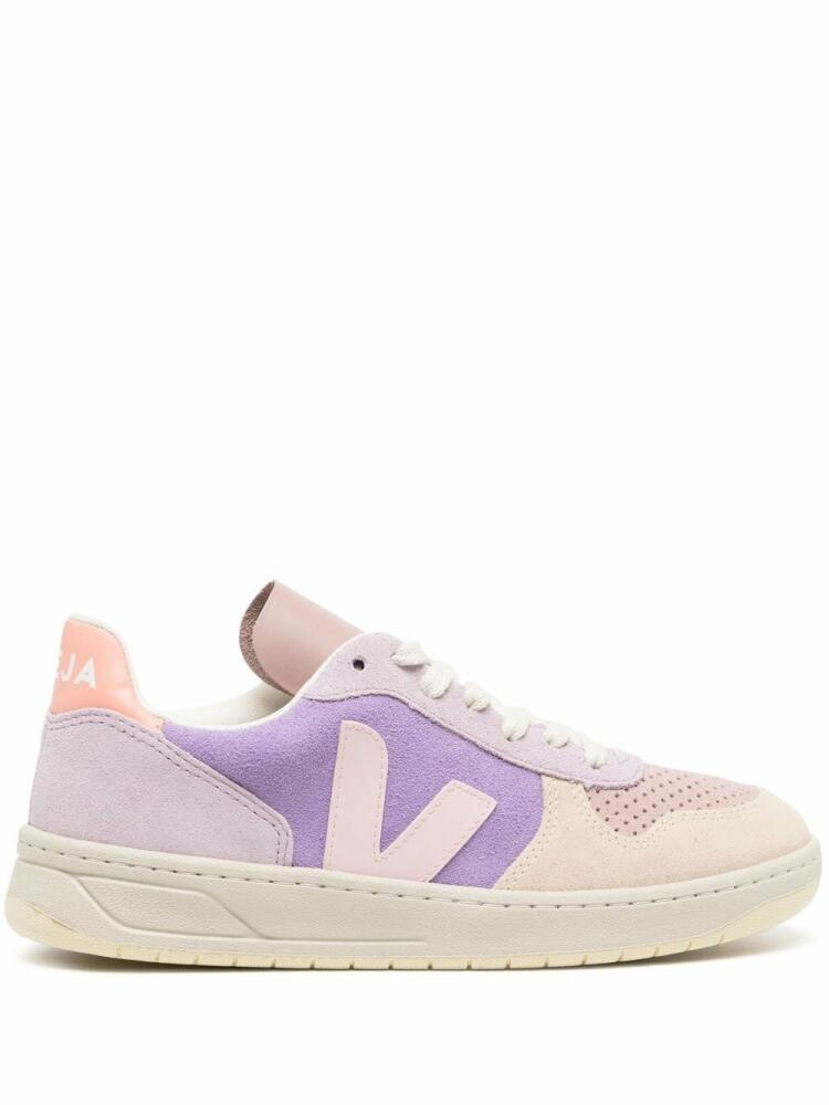 VEJA V-10 panelled low-top sneakers - Pink Cover