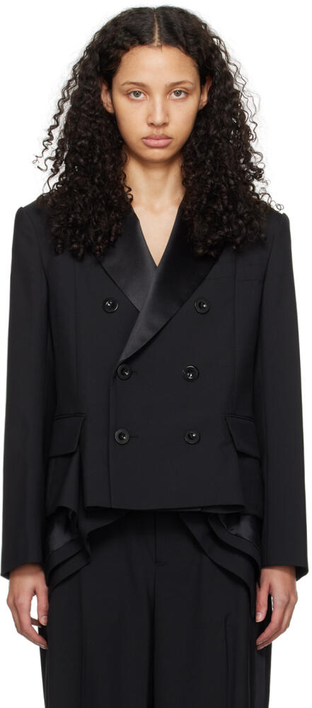 sacai Black Double-Breasted Blazer Cover