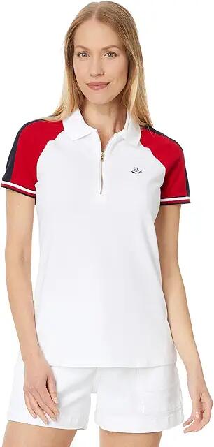 Tommy Hilfiger Color-Block Raglan Zip Polo (Bright White) Women's Clothing Cover