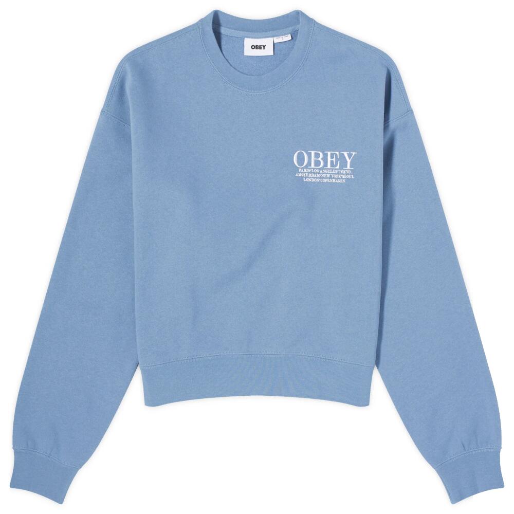 Obey Women's Cities Crewneck Sweater in Coronet Blue Cover