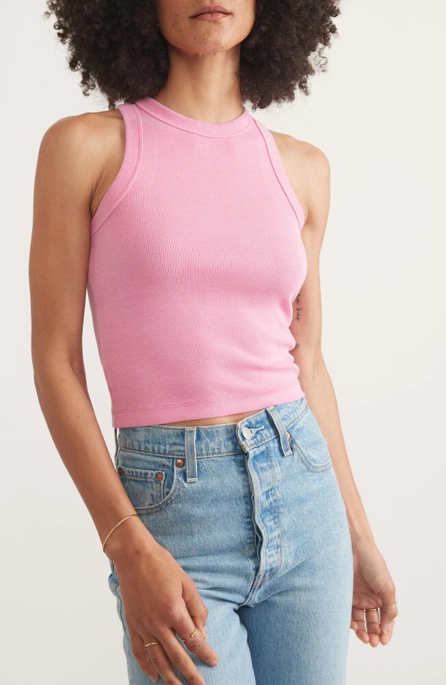 Marine Layer Lexi Sun-In High Neck Crop Rib Tank in Bright Rose Cover