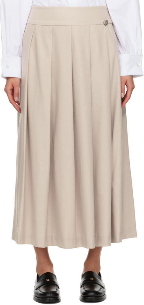 S Max Mara Taupe Pleated Midi Skirt Cover