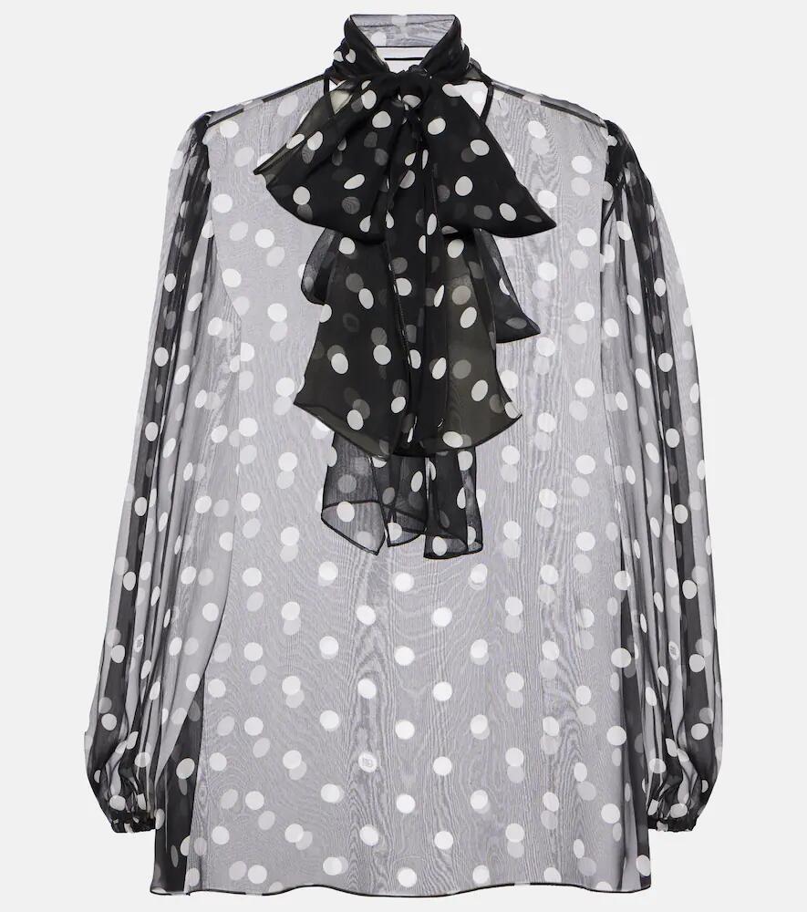 Dolce & Gabbana Polka-dot bow-detail silk chiffon blouse Cover