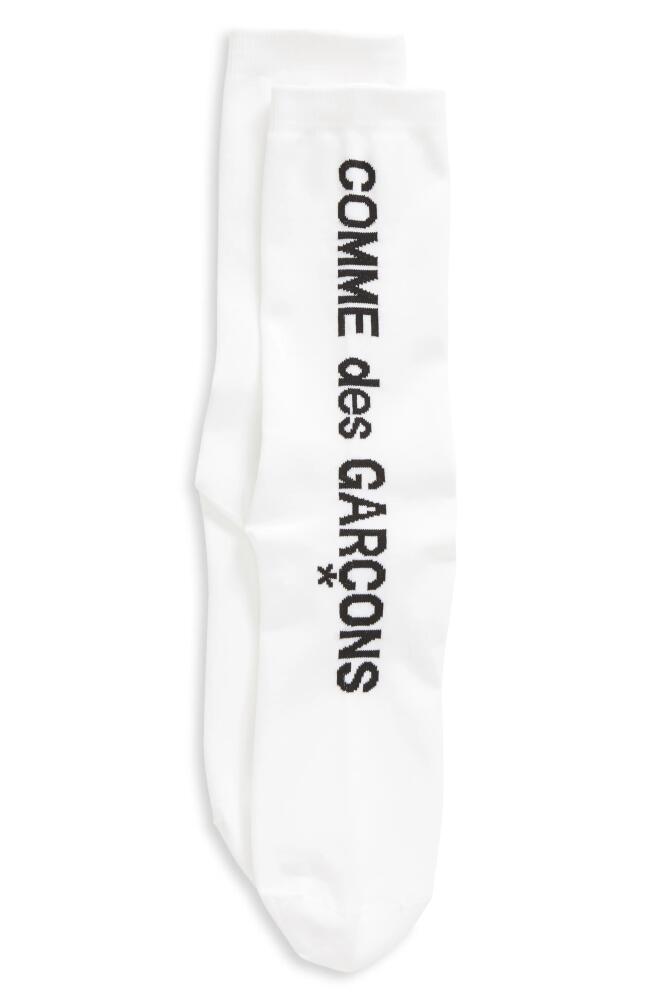 Comme des Garçons Logo Crew Socks in White Cover