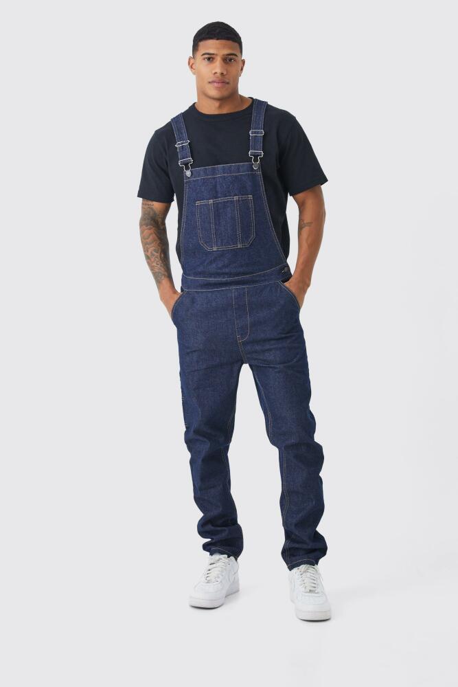 boohoo Mens Full Length Denim Overalls - Blue Cover