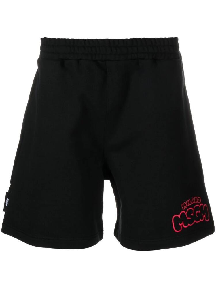 MSGM embroidered-logo cotton track shorts - Black Cover