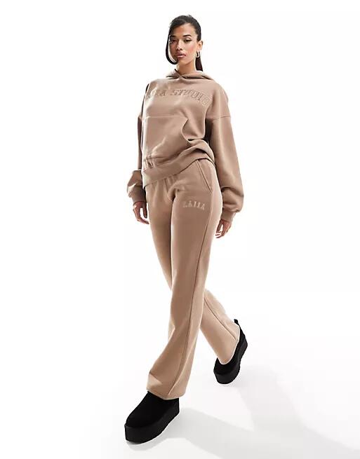 Kaiia logo wide leg sweatpants in caramel - part of a set-Neutral Cover