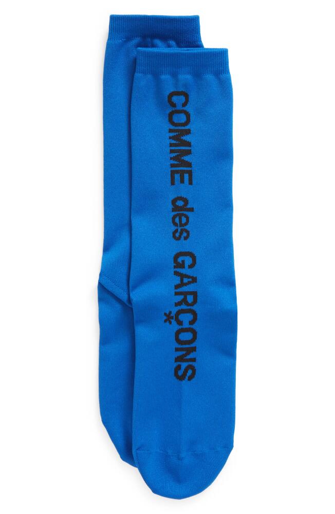 Comme des Garçons Logo Crew Socks in Blue Cover