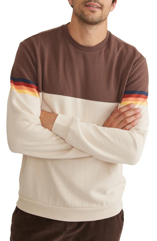 Marine Layer Signature Colorblock Sweater in Brown Sunset Stripe Cover