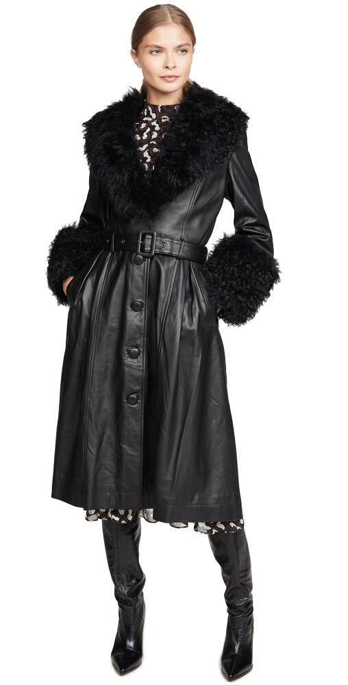 Saks Potts Foxy Shearling Trench Coat Black Cover