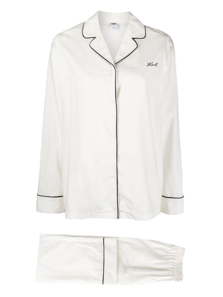 Karl Lagerfeld logo-embroidered two-tone pajamas - White Cover