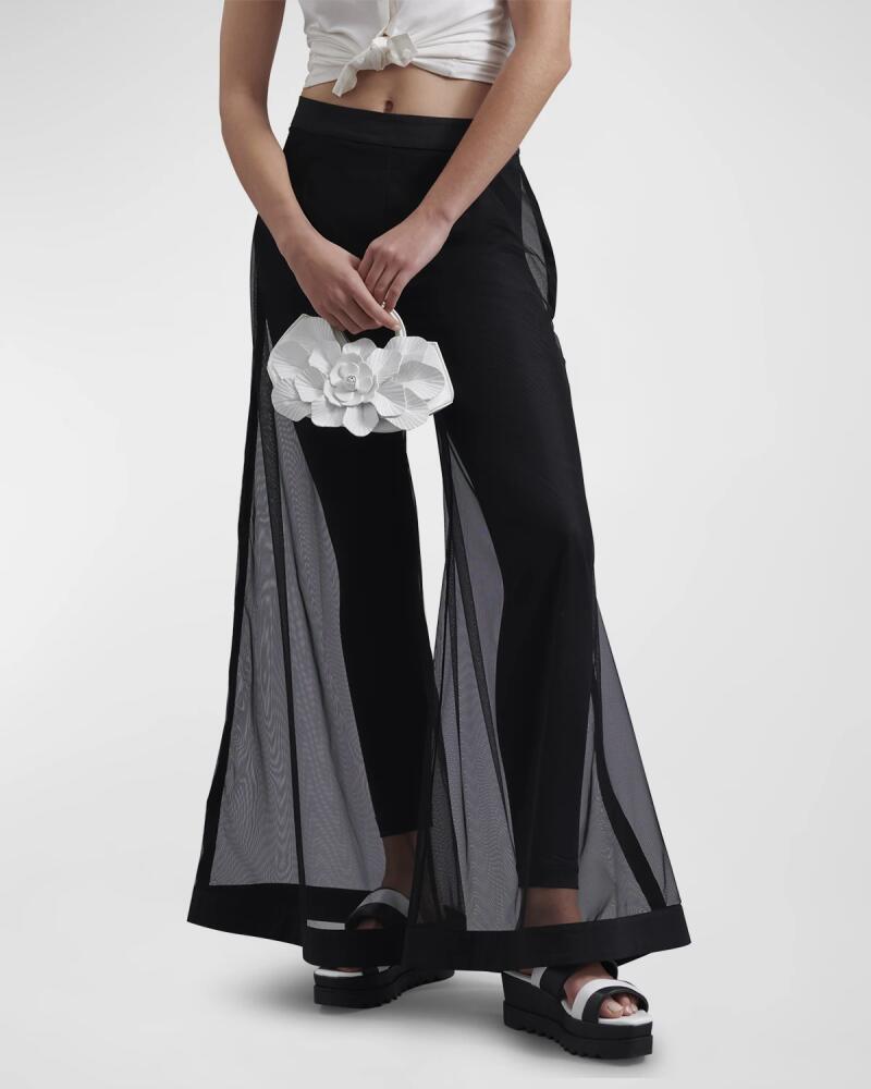 Anne Fontaine Castille High-Rise Wide-Leg Mesh Pants Cover