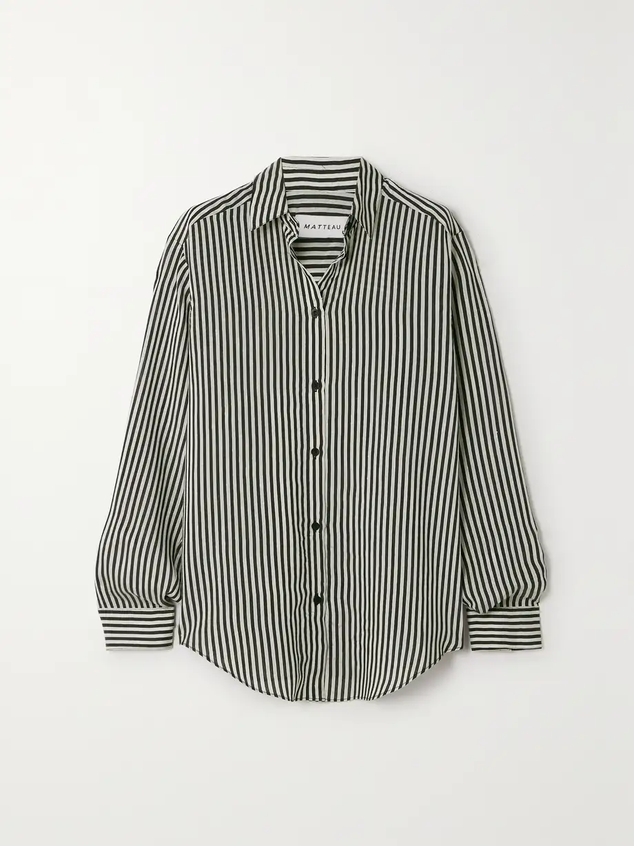 Matteau - + Net Sustain Striped Poplin Shirt - Black Cover