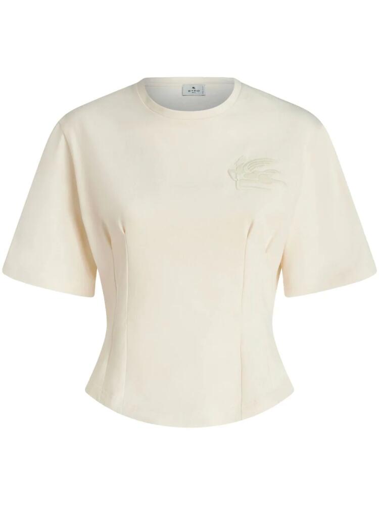 ETRO Pegaso-motif cropped T-shirt - White Cover